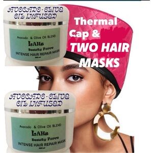 2 Hair Masks and Thermal Warmer cap TRIO